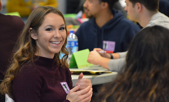 smiling student at an event
