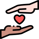 icon of two different colored hands with a heart between them