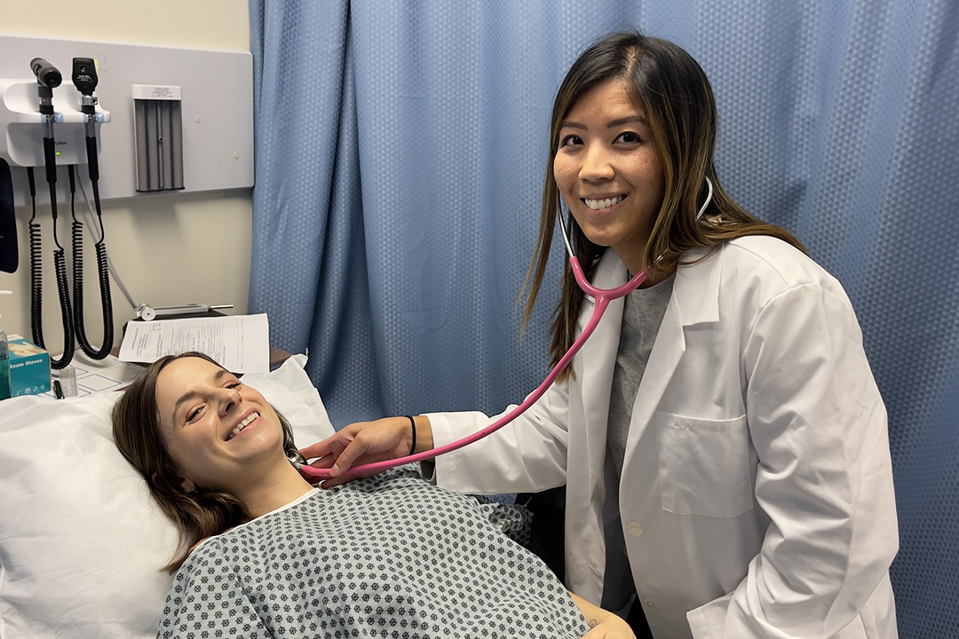 two healthcare students with stethoscope